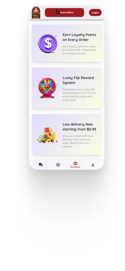 Food ordering app main interface